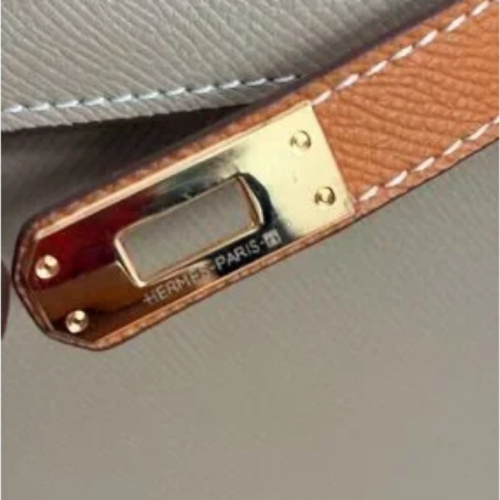 Elegant Taupe and Tan Top-Handle etoupe gold Bag bicolor h Kelly 25 GHW sellier - Picture 10 of 11